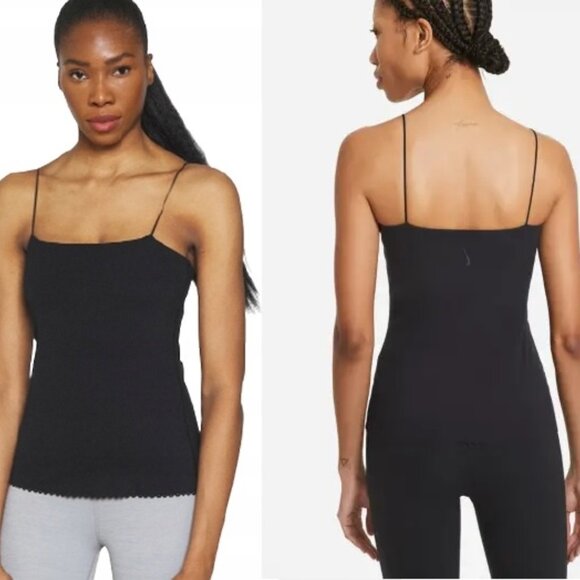 NWT Nike Yoga Luxe Eyelet Tank Dri-Fit Black Infinalon Style Da1059-010 large L - Picture 2 of 12